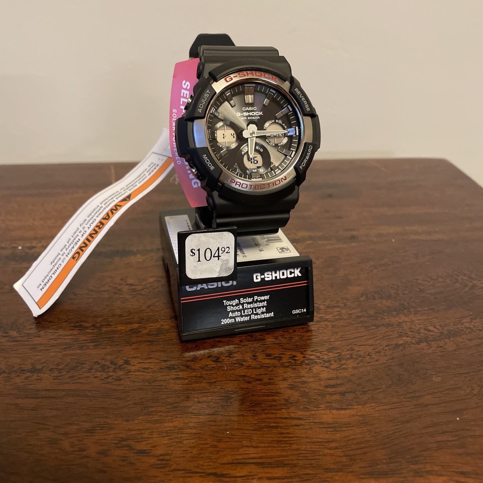 World Men's Black GAS100-1A Casio Resin Watch G-Shock Solar Time 50mm - vintagewatches.pk