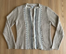 Talbots Petites Lambswool Angora Cashmere Cardigan Sweater Wmns M Crochet Granny