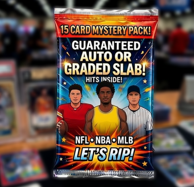15 Card Mystery Box Sports Cards -Guaranteed Auto Or Graded Slab! NFL NBA  MLB  | eBay
