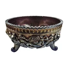 Vintage Imperial Bowl Cobalt Carnival Glass  Lustre or Open  Rose 3-Footed