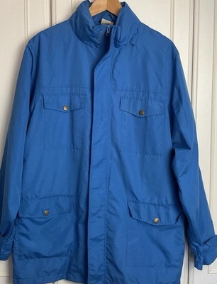Cotton Traders Mens Anorak Medium Blue Raincoat Full Zip Hidden Hood Lightweight