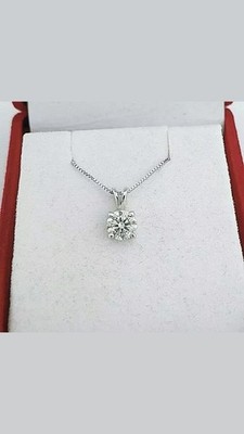 Zertifiziert 2 kt Rundschliff Laborgefertigt 14 K Weißgold Solitär 18'' Halskette 995 $