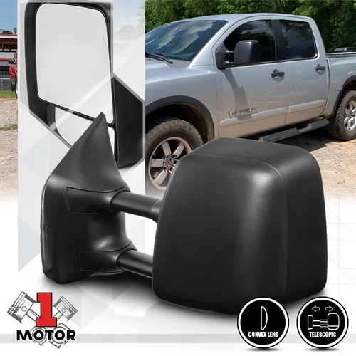 [Left] Driver Side Manual Extendable Towing Side Mirror for 04-14 Titan/Armada