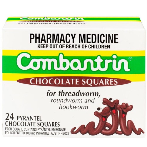 Combantrin Chocolate Squares for Threadworm Convenient Family Treatment