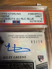 2023 Topps Sterling Blue Refractor Riley Greene RPA 3/10  PSA  9 Mint POP 1