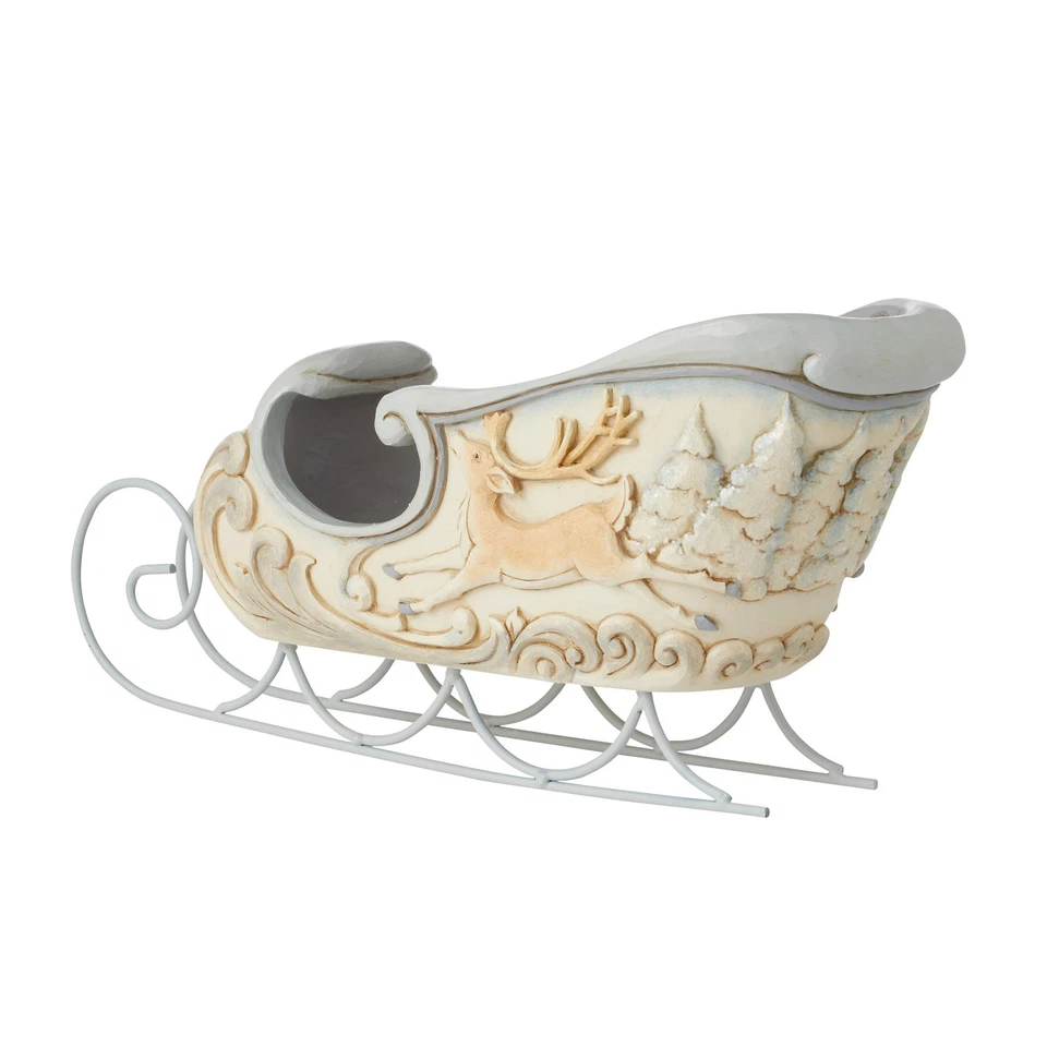 Centro de mesa trineo de Navidad Enesco Jim Shore Heartwood Creek White Woodland Foto 3 de 4