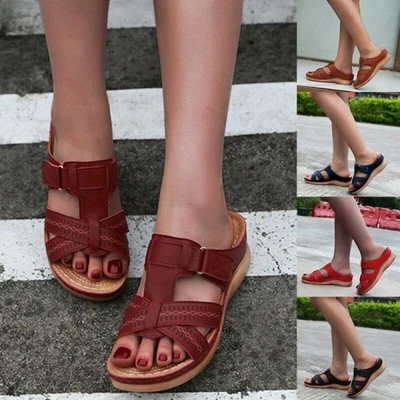 Ladies Womens New Mid Wedge Heel Slip On Summer Mules Sandals Shoes Size UK - Image 1 of 4