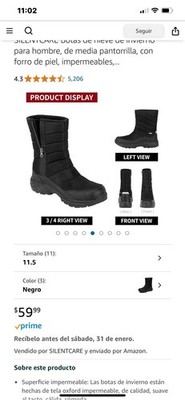 Botas para caballero, para uso exterior o interior temperaturas frías Talla 11.5