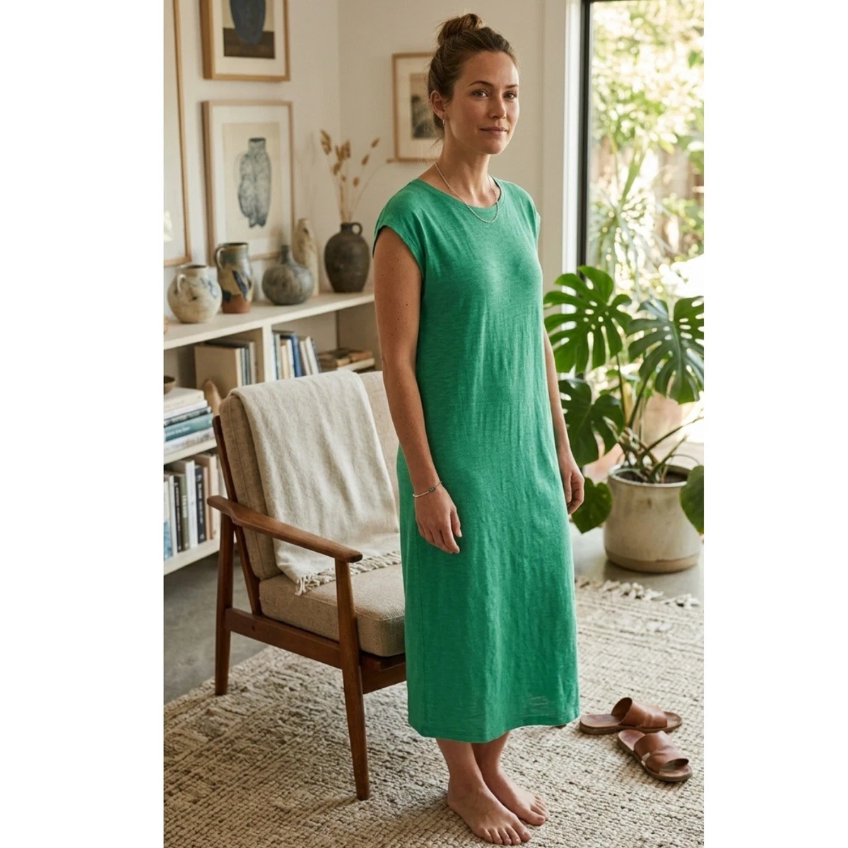 knee length dresses for ladies Hemp A-line Dress main image 1