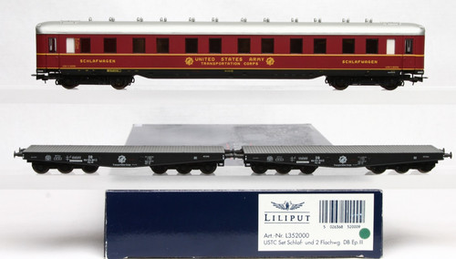 Liliput  H0 352000 USTC Set Schlafwagen mit 2 Flachwagen SSy USA Army neuw OVP | Condition: Gebraucht