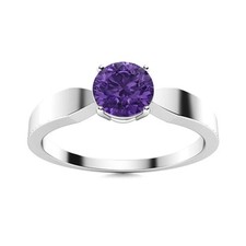 Natural Amethyst 925 Sterling Silver Solitaire Engagement Womens day Ring