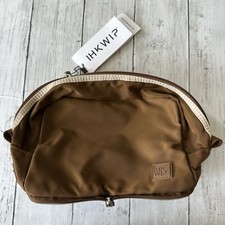 NEW WITH TAGS IHKWIP BROWN XL PACKABLE COSMETIC BAG ZIP TOP