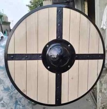 Medieval Shield Viking Shield 24" Wooden Design Heavy Metal Norse Christmas Gift