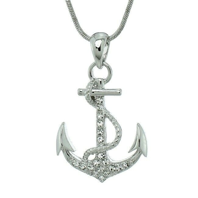Swarovski Crystal Marine Anchor Pendant Necklace with 20