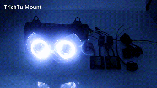 Conjunto de faros delanteros con ojo de ángel para Kawasaki Ninja 250R Ex250 2008-12 - Imagen 2 de 24