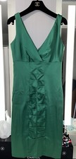 *Classic Calvin Klein Womens Green Satin Formal Sleeveless Ruched Dress Sz 2