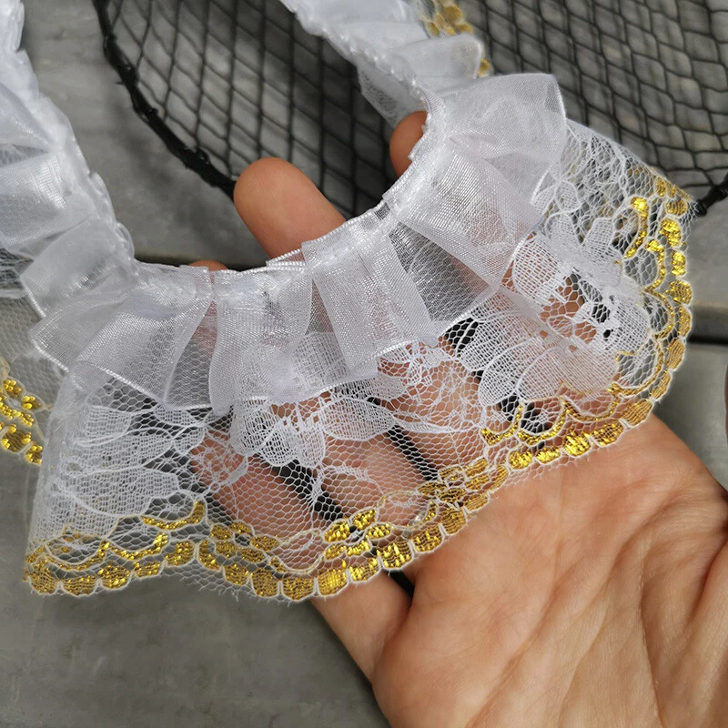 Fita de borda decoração babado acabamento de renda organza 5M faça você mesmo costura artesanato 6cm de largura - Imagem 4 de 4