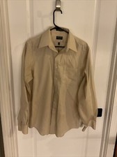 Arrow - Fitted Button Down L/S Dress Shirt - Beige - Men s Size 15 1/2 34/35