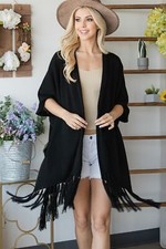 Draped Poncho Cardigan With String Detail Black