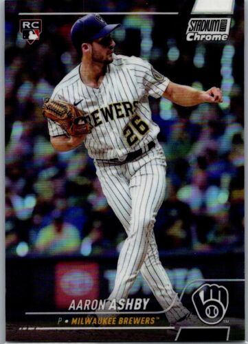 2022 Topps Stadium Club Black Refractor /30 Aaron Ashby RC Brewers