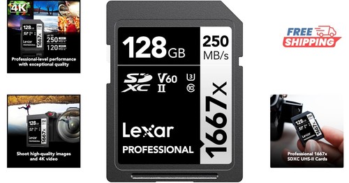 High-Speed 128GB SDXC Card, UHS-II, Ideal for Photographers & Videographers - Zdjęcie 2 z 9