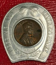 ENCASED COIN AU 1953 D LINCOLN CENT DRINK OLD READING BEER IT'S GOOD! SEP108