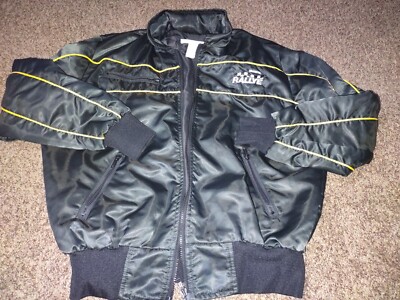 Vintage UNIROYAL Rallye Satin Hooded Jacket  XL Black Yellow Uniroyal Tires