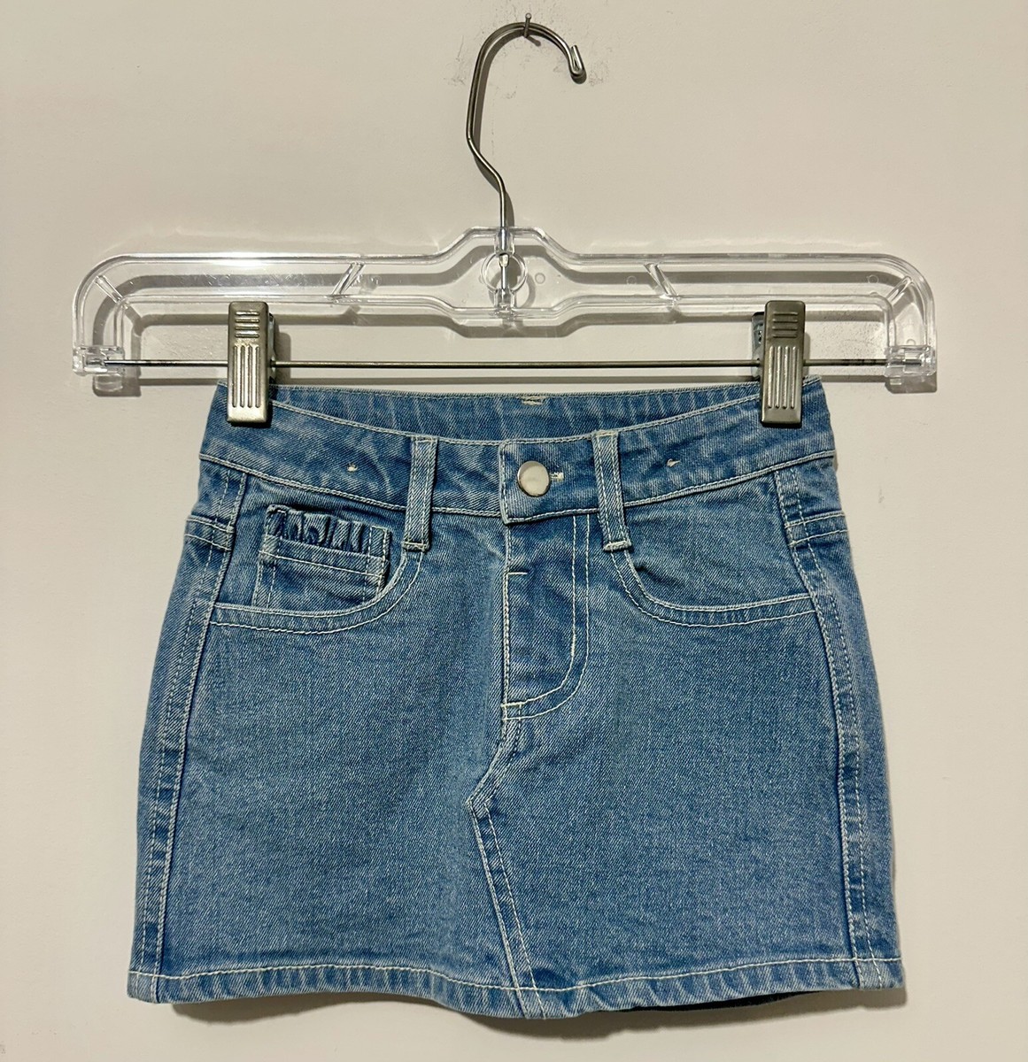 Ruffle Butts Toddler Girls Denim Skirt 3T Blue Pockets Snap Closure