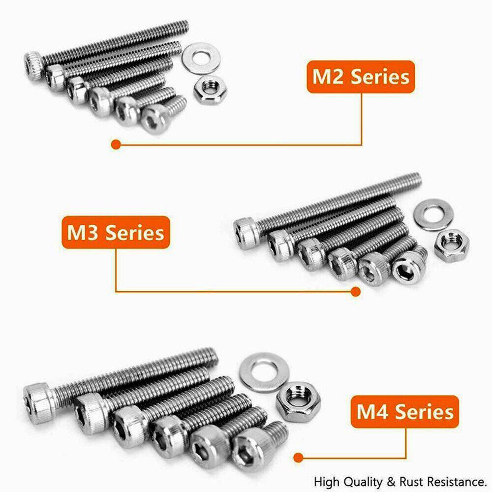 1080PCS Stainless Steel M2 M3 M4 Button Head Allen Bolt Hex Socket Cap