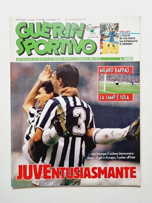 Guerin Sportivo 44-1990 + Poster – Bologna 1964, Juventus, Olympiakos, Aston Villa