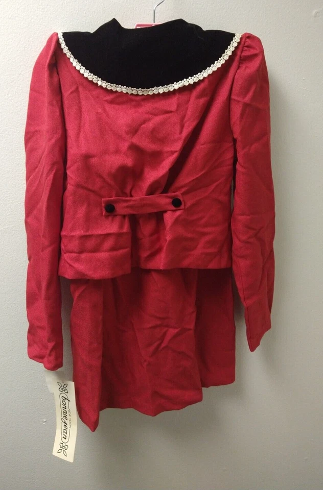 Darling Niñas Bonnie Jean Talla 14 Dos Piezas Rojo Negro Terciopelo Falda Conjunto con Lazo Foto 2 de 4