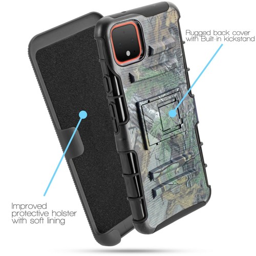 For Google PIXEL 4 XL Kickstand Belt Clip Holster Armor Cover + Screen Protector - Picture 10 of 22