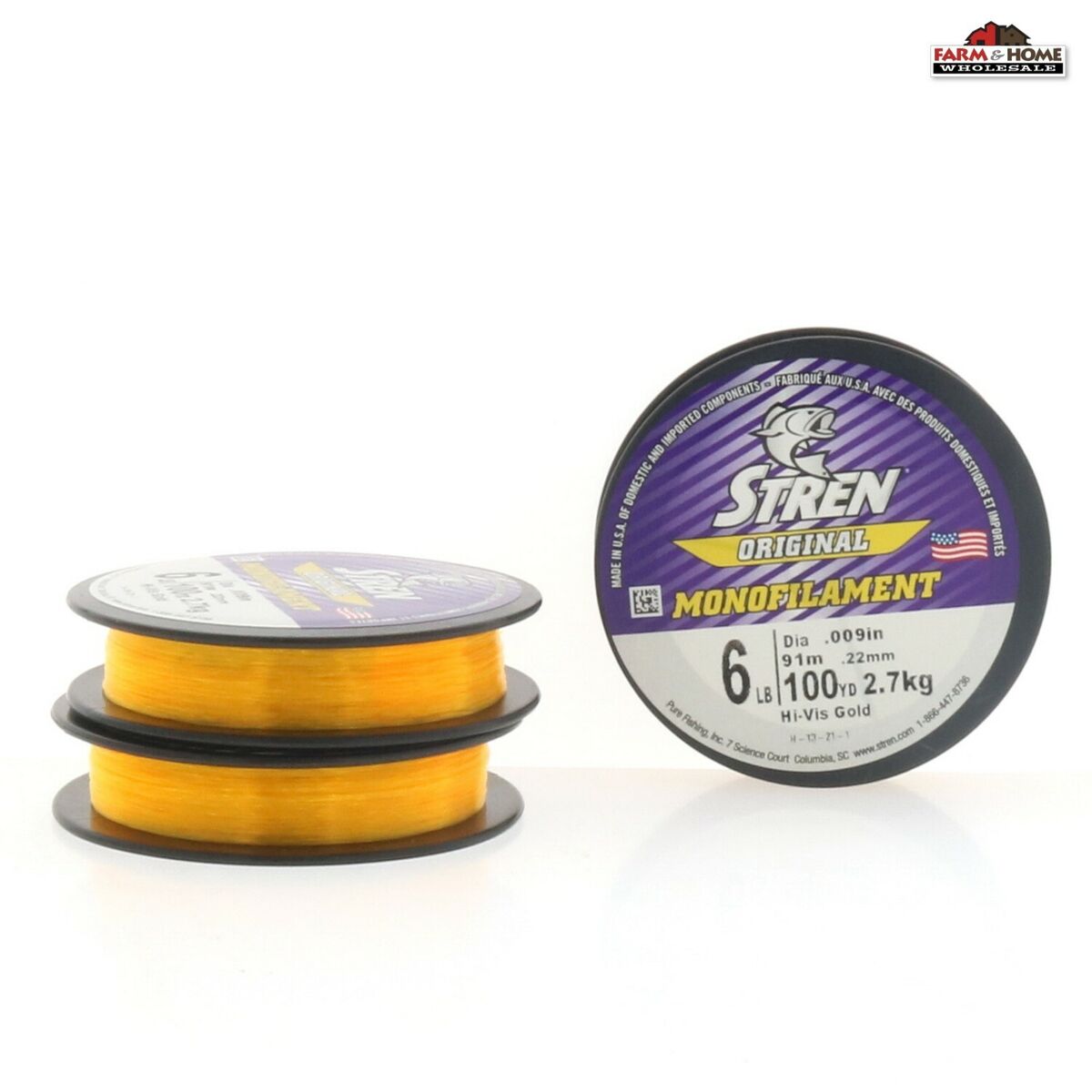 Stren Original Monofilament Fishing Line 6lb 100yds Hi Vis Gold ~ 3-Pack