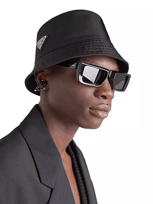 ★PRADA★ Triangle Logo Re-Nylon Bucket Hat Black 2HC1372DMI PRADA NEW Re Nylon Black Triangle Metal Logo Unisex Mens