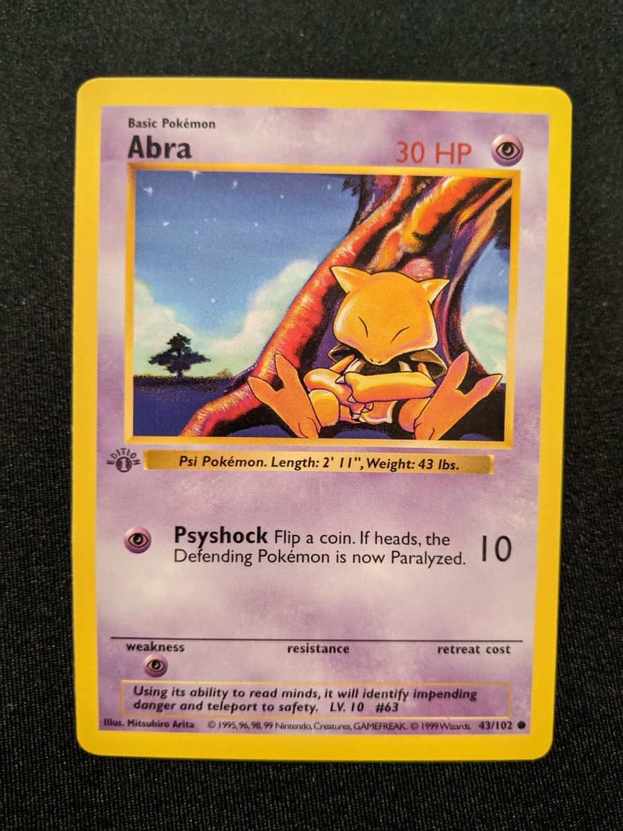 ポケモンカードゲーム Abra 1st edition shadow less ABRA **Shadowless** Pokémon Card 43/102 - 1st Edition Rare