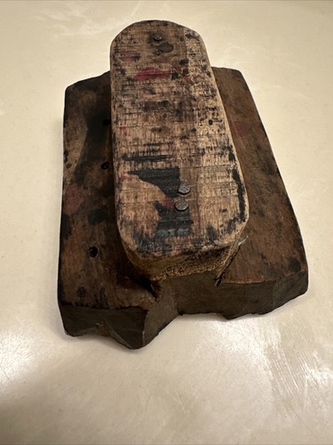 Antique Vintage Wooden Textile Fabric Printing Block Hand Made Floral - Picture 7 of 8