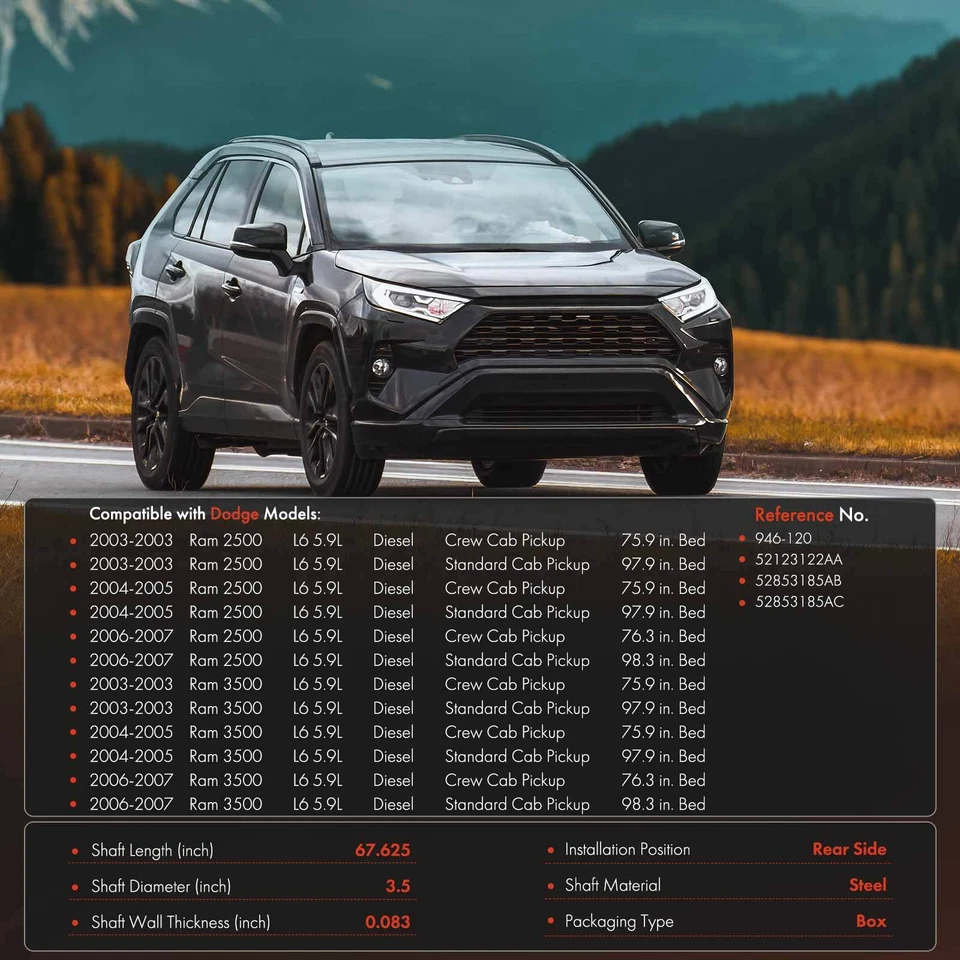 Rear Driveshaft Prop Shaft Assy for Dodge Ram 2500 Ram 3500 2003-2007 L6 5.9L - Image 2 of 4