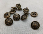 12PCS MILITARY WW2 JAPANESE CHERRY BLOSSOM CLOTHES ARMY BUTTOS 15MM
