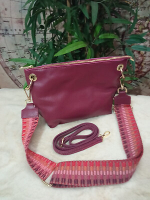 Tasche Handtasche Clutch Bauchtasche bordeaux Cyclamen Mädchen ECHT LEDER Umh...