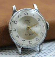 Vintage Soviet mechanical mens wristwatch USSR Zim Pobada 2609 15stones not work