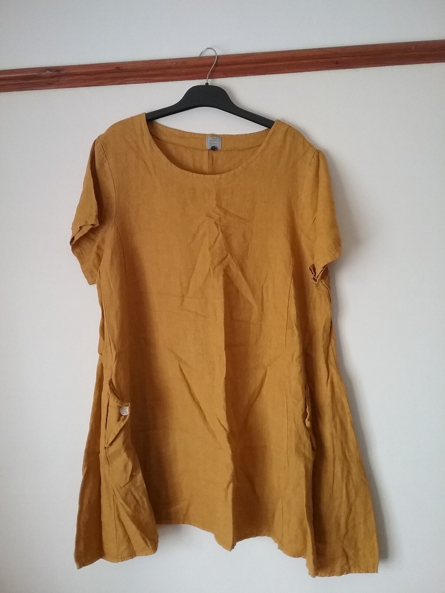 Vera Tucci Mustard Linen Tunic Top Size (UK 18-22)