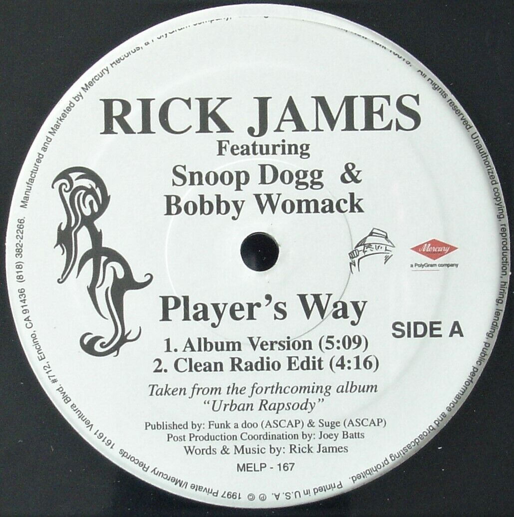 RICK JAMES "PLAYER'S WAY" 1997 VINYL 12" SNOOP DOGG, BOBBY WOMACK ~HTF~ *SEALED*