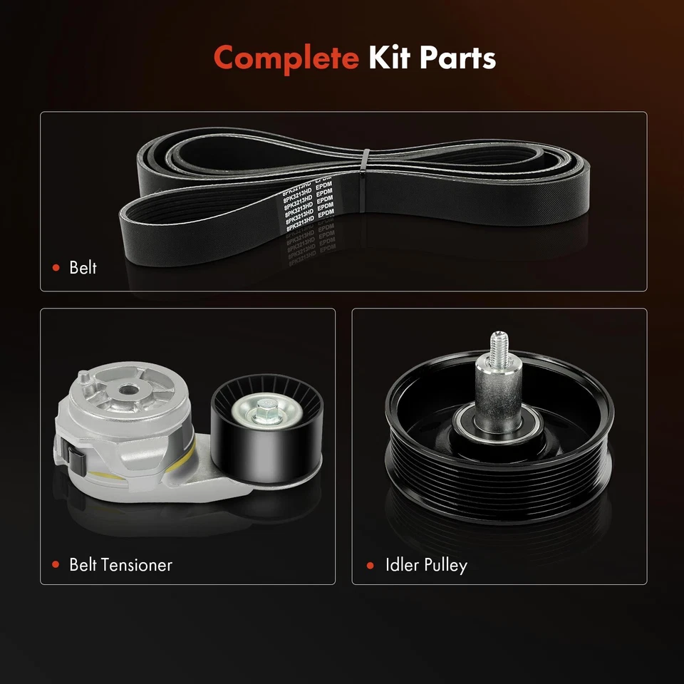 Kit de componentes de transmisión por correa Serpentine de 3 piezas para Dodge Ram 2500 2003-2010 Ram 3500 Foto 3 de 4
