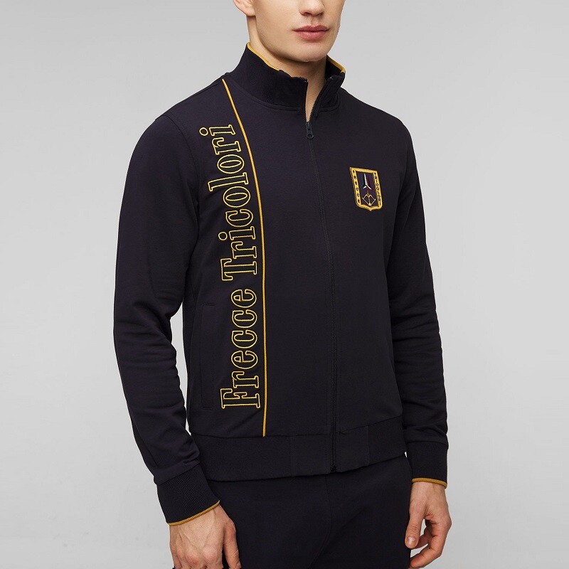 Толстовка на молнии Man Aeronautica Militare FE1872 Темно-синяя с нашивками и окантовкой PE24 33190₽