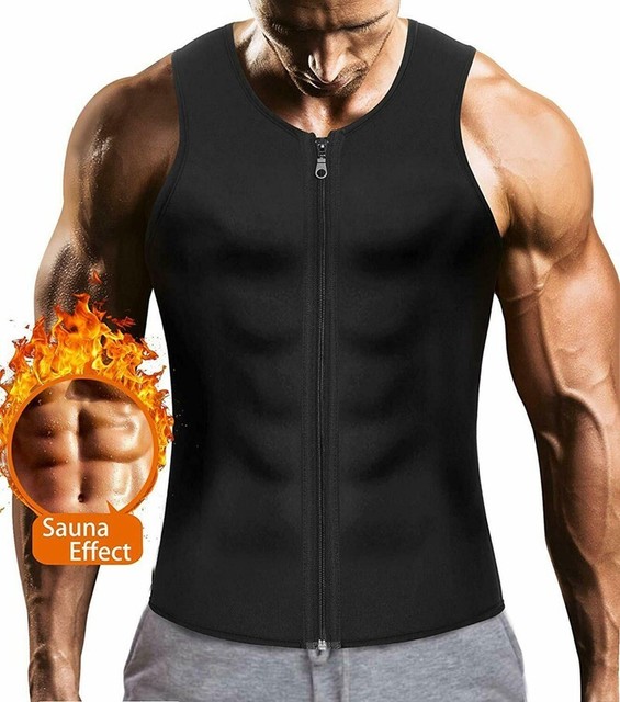 Mens Top Body Shaper Belly Fat Burner Vest Zip Waist Training Corset