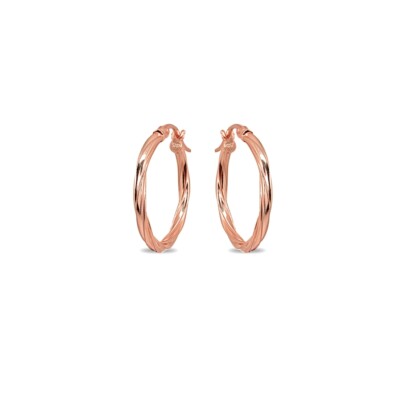 Kleine Creolen Rosegold Flash Sterlingsilber 2 x 20 mm gedreht rund