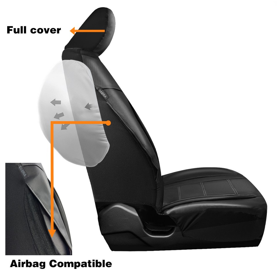 Full Set 5-Seat Leather Seat Covers For Toyota Cars - Front & Rear, Airbag Compatible
