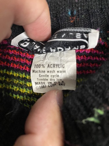 Vintage 1987 A Jane Adams Sweater Aztec Style Colorful Size S Made In USA - Picture 9 of 9