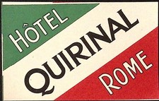 Hotel Quirinal Rome Italy Vintage Luggage Label  4.5 x 4.75" TRIMMED