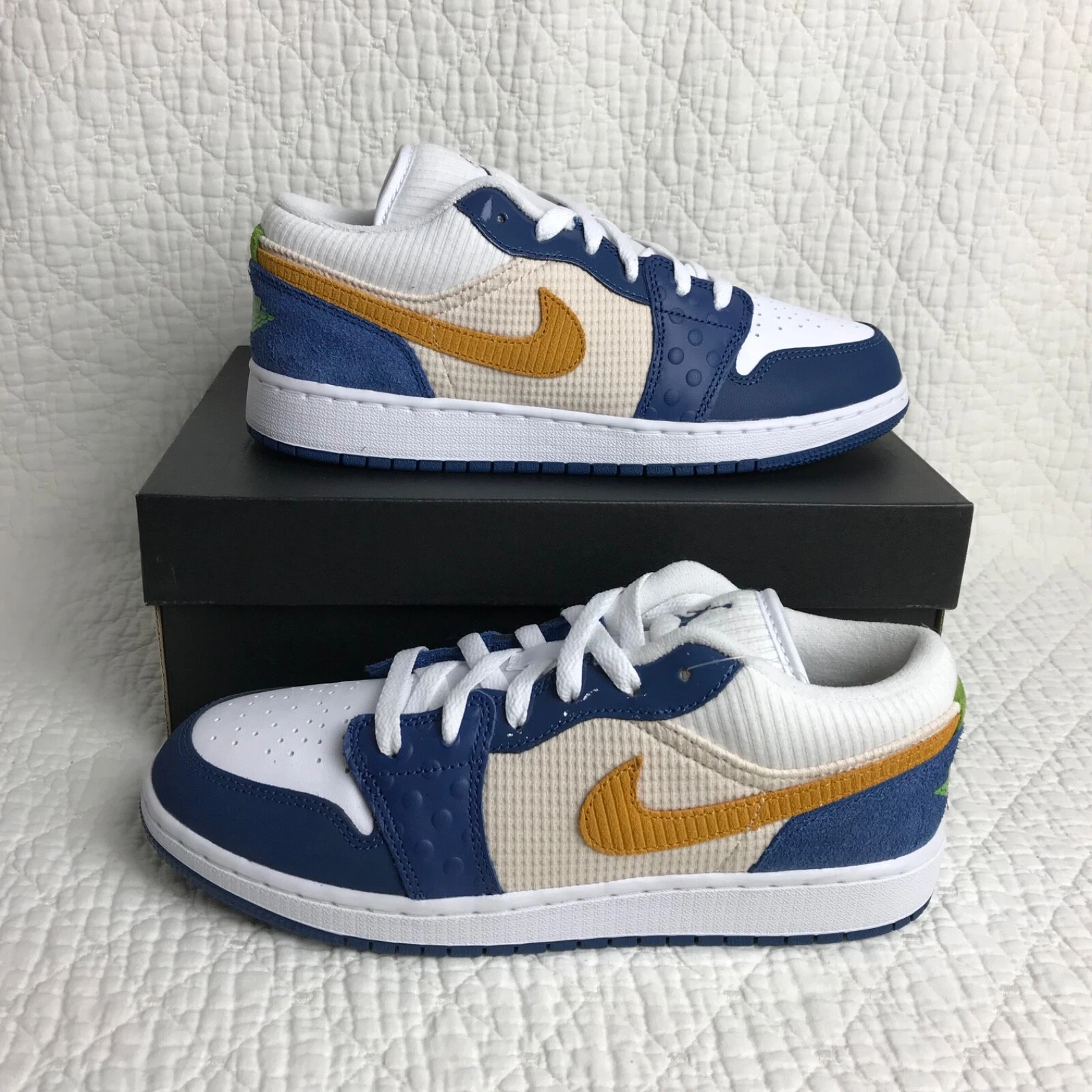 Scarpe Nike Air Jordan 1 Low SE (GS) grandi bambini taglia 7Y blu francese DR6960 400 nuove con etichette